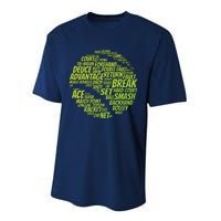 Tennis Terms Tennis Player Playing Tennis Ball Performance Sprint T-Shirt