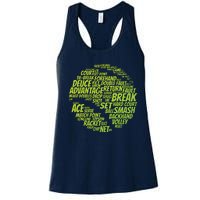 Tennis Terms Tennis Player Playing Tennis Ball Women's Racerback Tank