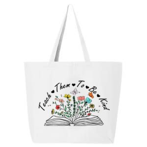 Teach Them To Be Kind Retro Daisy Floral Book Teacher Day Meaningful Gift 25L Jumbo Tote