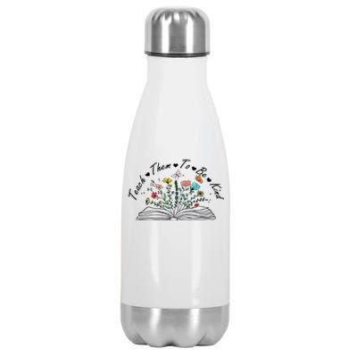 Teach Them To Be Kind Retro Daisy Floral Book Teacher Day Meaningful Gift Stainless Steel Insulated Water Bottle