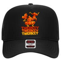 Twerkey Twerking Turkey Funny Thanksgiving Twerk Turkey High Crown Mesh Back Trucker Hat