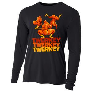 Twerkey Twerking Turkey Funny Thanksgiving Twerk Turkey Cooling Performance Long Sleeve Crew