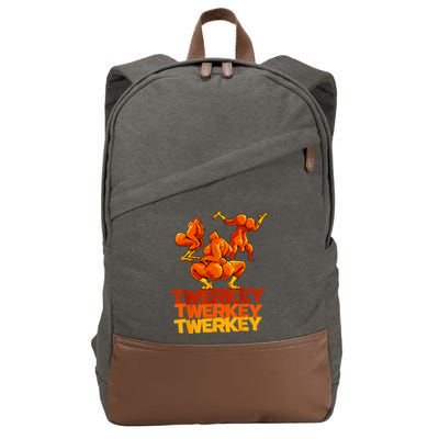 Twerkey Twerking Turkey Funny Thanksgiving Twerk Turkey Cotton Canvas Backpack