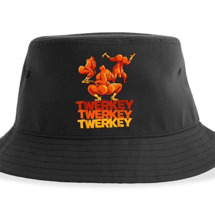 Twerkey Twerking Turkey Funny Thanksgiving Twerk Turkey Sustainable Bucket Hat