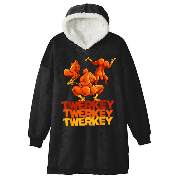 Twerkey Twerking Turkey Funny Thanksgiving Twerk Turkey Hooded Wearable Blanket