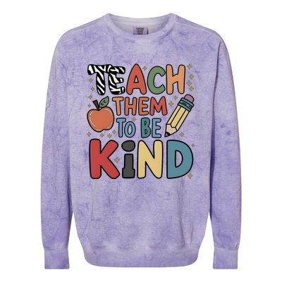 Teach Them To Be Kind Colorblast Crewneck Sweatshirt