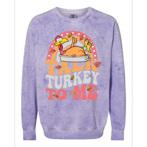 Talk Turkey To Me Autumn Fall Leaves Thanksgiving Cute Gift Colorblast Crewneck Sweatshirt