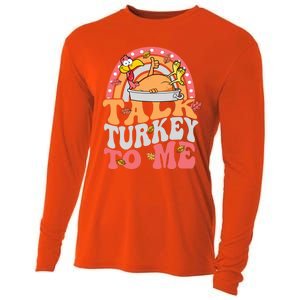 Talk Turkey To Me Autumn Fall Leaves Thanksgiving Cute Gift Cooling Performance Long Sleeve Crew