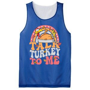 Talk Turkey To Me Autumn Fall Leaves Thanksgiving Cute Gift Mesh Reversible Basketball Jersey Tank