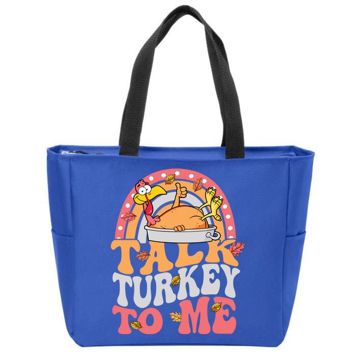 Talk Turkey To Me Autumn Fall Leaves Thanksgiving Cute Gift Zip Tote Bag