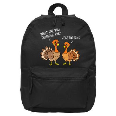 Turkeys Talking Thankful Vegetarians Thanksgiving Vegan 16 in Basic Backpack