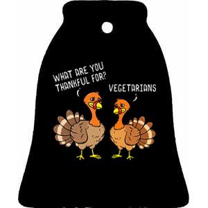 Turkeys Talking Thankful Vegetarians Thanksgiving Vegan Ceramic Bell Ornament