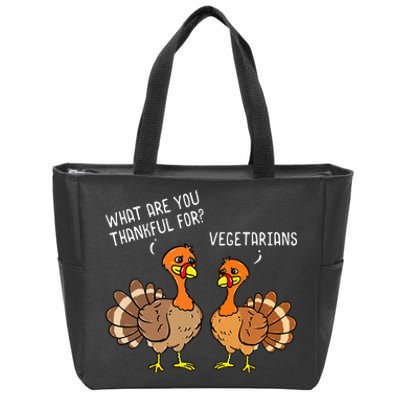 Turkeys Talking Thankful Vegetarians Thanksgiving Vegan Zip Tote Bag