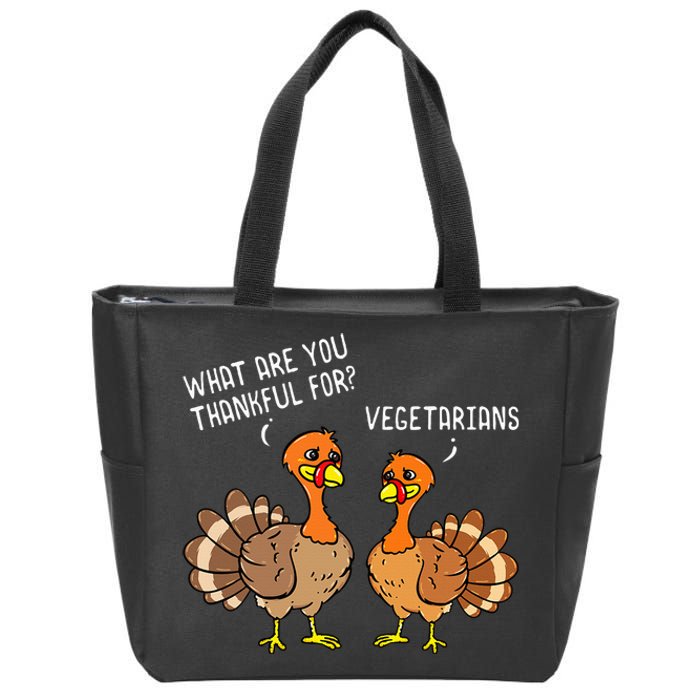 Turkeys Talking Thankful Vegetarians Thanksgiving Vegan Zip Tote Bag