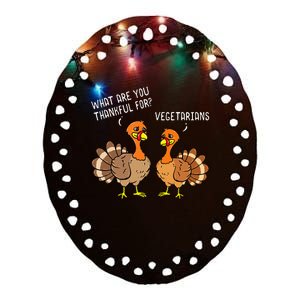 Turkeys Talking Thankful Vegetarians Thanksgiving Vegan Ceramic Oval Ornament