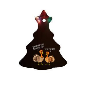 Turkeys Talking Thankful Vegetarians Thanksgiving Vegan Ceramic Tree Ornament