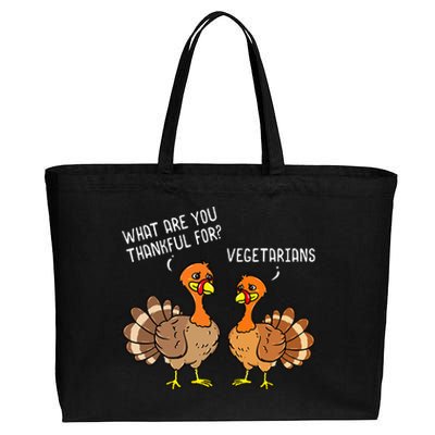 Turkeys Talking Thankful Vegetarians Thanksgiving Vegan Cotton Canvas Jumbo Tote