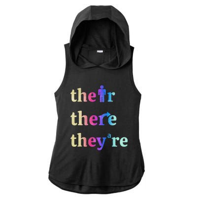 There Their TheyRe English Grammar Funny Teacher Ladies PosiCharge Tri-Blend Wicking Draft Hoodie Tank