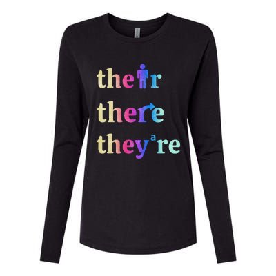 There Their TheyRe English Grammar Funny Teacher Womens Cotton Relaxed Long Sleeve T-Shirt