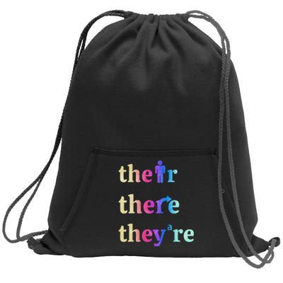 There Their TheyRe English Grammar Funny Teacher Sweatshirt Cinch Pack Bag