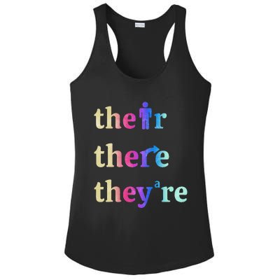 There Their TheyRe English Grammar Funny Teacher Ladies PosiCharge Competitor Racerback Tank