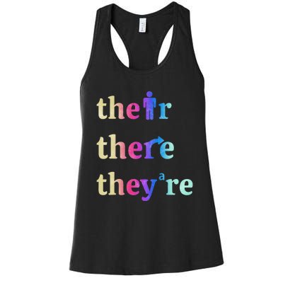 There Their TheyRe English Grammar Funny Teacher Women's Racerback Tank