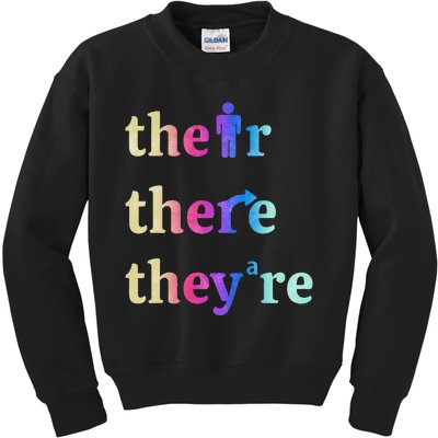 There Their TheyRe English Grammar Funny Teacher Kids Sweatshirt