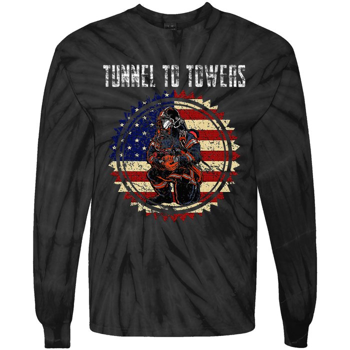 Tunnel To Towers America Flag Inserts Tie-Dye Long Sleeve Shirt