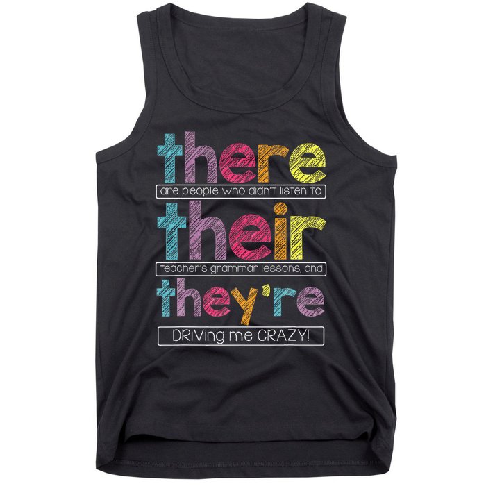 There Their Theyre English Grammar Teacher Funny Humor Tank Top