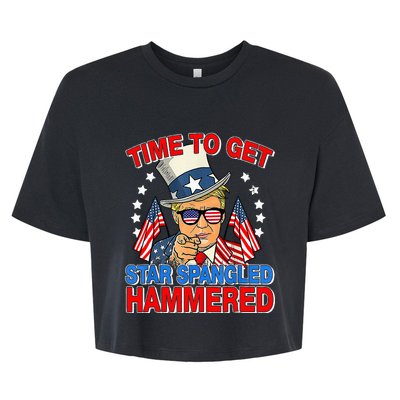 Trump Time To Get Star Spangled Hammered Bella+Canvas Jersey Crop Tee