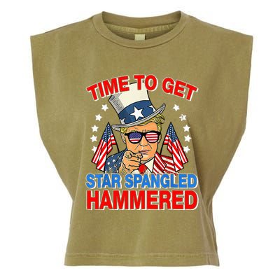 Trump Time To Get Star Spangled Hammered Garment-Dyed Women's Muscle Tee