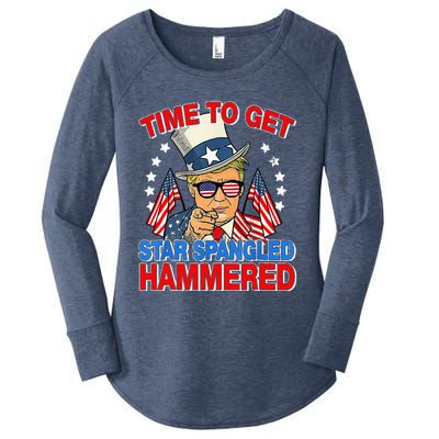 Trump Time To Get Star Spangled Hammered Women's Perfect Tri Tunic Long Sleeve Shirt