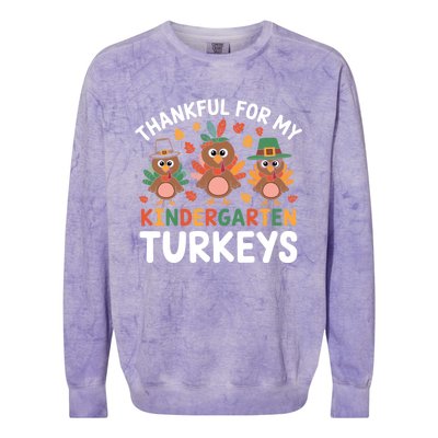 Thanksgiving Teacher Thankful For My Kindergarten Turkeys Gift Colorblast Crewneck Sweatshirt