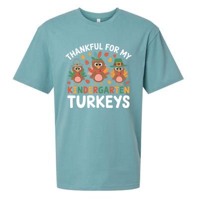 Thanksgiving Teacher Thankful For My Kindergarten Turkeys Gift Sueded Cloud Jersey T-Shirt