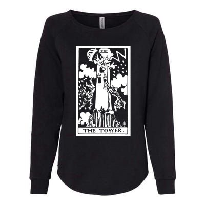 The T0wer Tarot Card Xvi Womens California Wash Sweatshirt