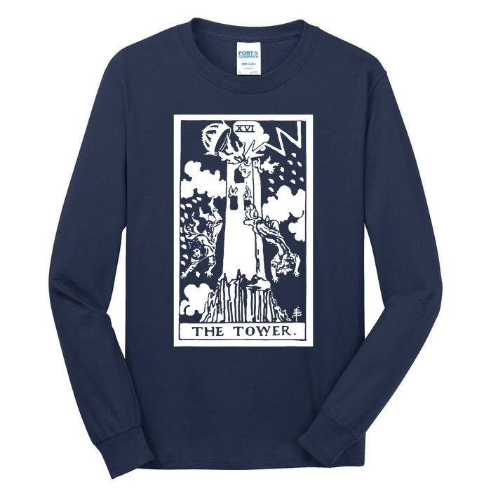 The T0wer Tarot Card Xvi Tall Long Sleeve T-Shirt