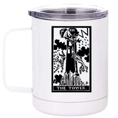 The T0wer Tarot Card Xvi 12 oz Stainless Steel Tumbler Cup