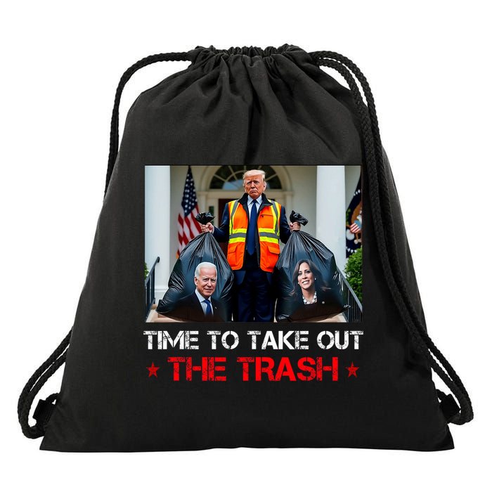 Time To Take Out The Trash Trump Garbage Man Drawstring Bag