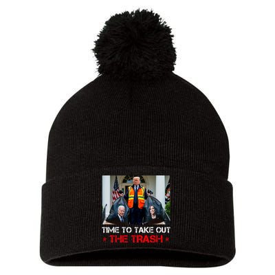 Time To Take Out The Trash Trump Garbage Man Pom Pom 12in Knit Beanie