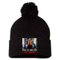 Time To Take Out The Trash Trump Garbage Man Pom Pom 12in Knit Beanie