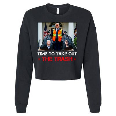 Time To Take Out The Trash Trump Garbage Man Cropped Pullover Crew
