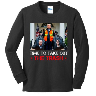 Time To Take Out The Trash Trump Garbage Man Kids Long Sleeve Shirt