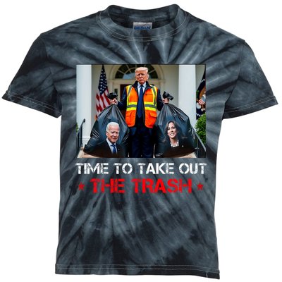 Time To Take Out The Trash Trump Garbage Man Kids Tie-Dye T-Shirt