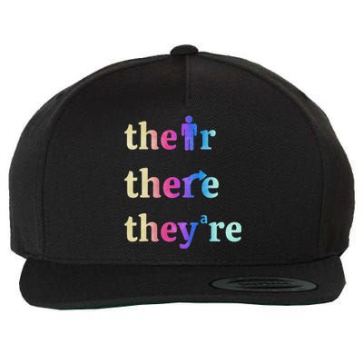 There Their They're English Grammar Funny Teacher Wool Snapback Cap