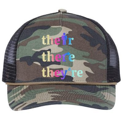 There Their They're English Grammar Funny Teacher Retro Rope Trucker Hat Cap