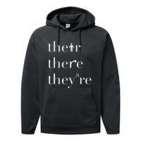 There Their They're English Teacher Funny Grammar Teacher Performance Fleece Hoodie