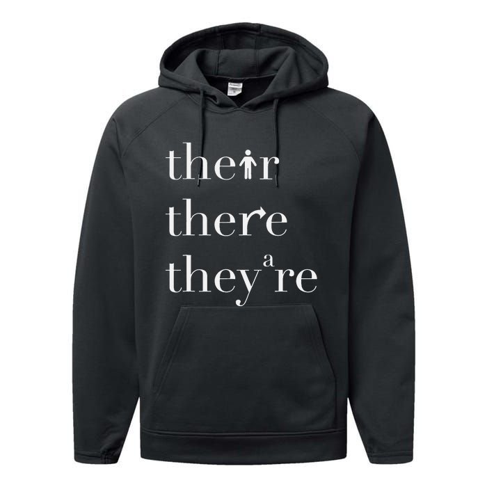 There Their They're English Teacher Funny Grammar Teacher Performance Fleece Hoodie