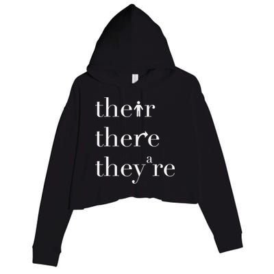 There Their They're English Teacher Funny Grammar Teacher Crop Fleece Hoodie