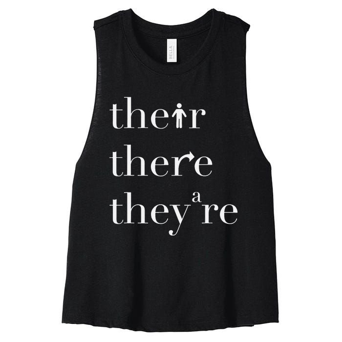 There Their They're English Teacher Funny Grammar Teacher Women's Racerback Cropped Tank