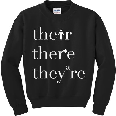 There Their They're English Teacher Funny Grammar Teacher Kids Sweatshirt